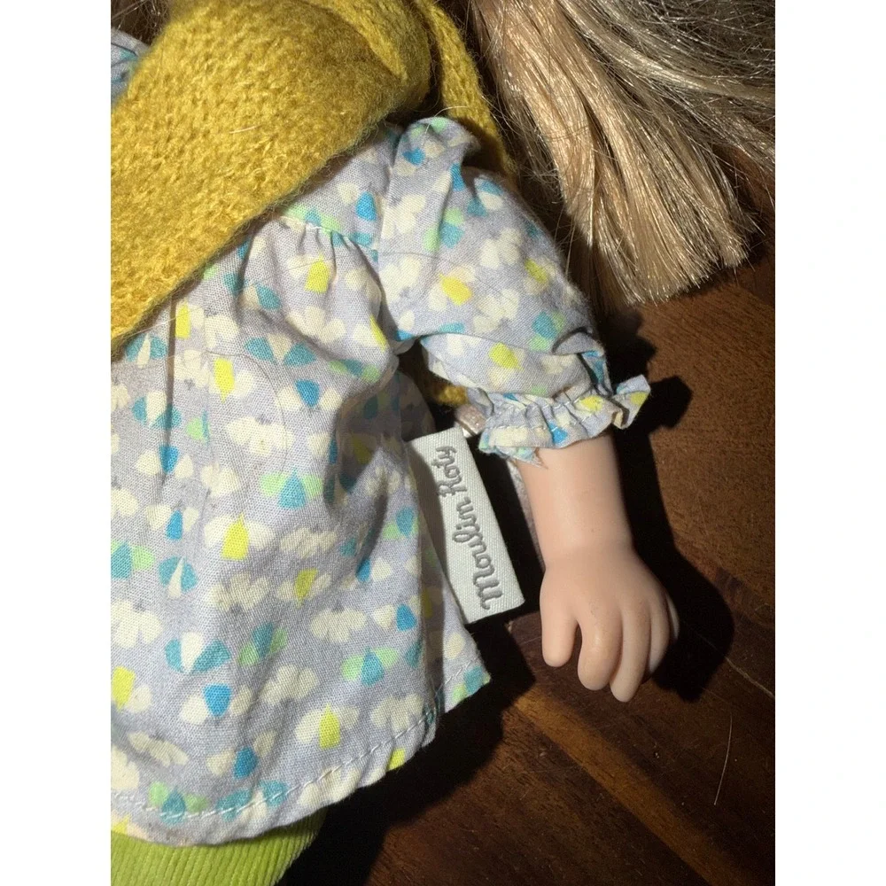 Moulin Roty Les Coquettes Doll Blonde Hair Freckles Floral Tunic Green Pants 10